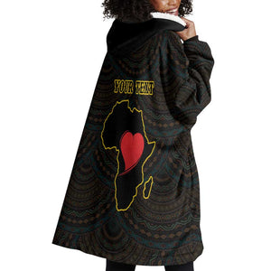Personalized  African-American Black Love Day Wearable Blanket Hoodie Sankofa Heart - Nya Akoma