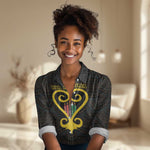 Personalized African-American Black Love Day Women Casual Shirt Sankofa Heart - Nya Akoma LT15