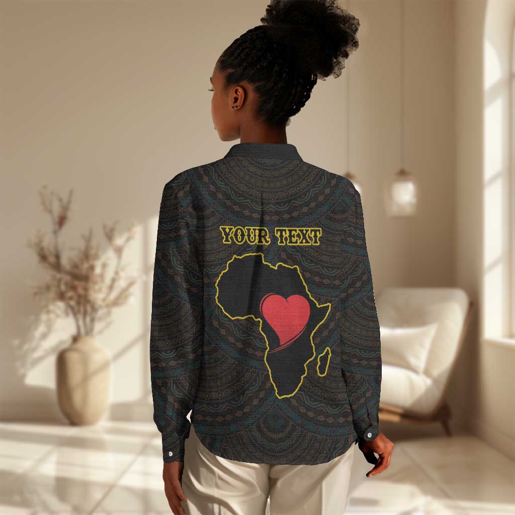 Personalized African-American Black Love Day Women Casual Shirt Sankofa Heart - Nya Akoma LT15