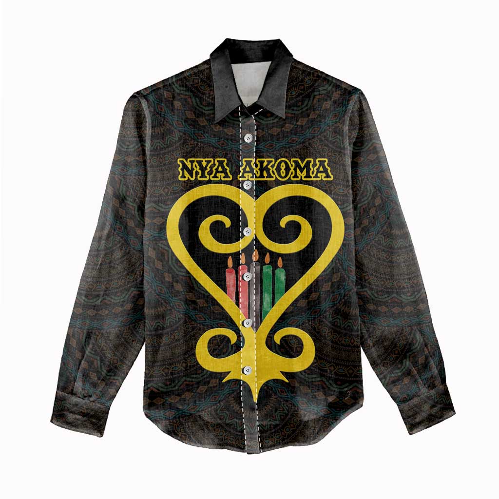 Personalized African-American Black Love Day Women Casual Shirt Sankofa Heart - Nya Akoma LT15