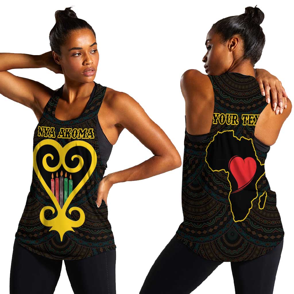Personalized  African-American Black Love Day Women Racerback Tank Sankofa Heart - Nya Akoma