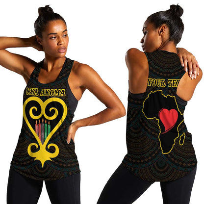 Personalized  African-American Black Love Day Women Racerback Tank Sankofa Heart - Nya Akoma