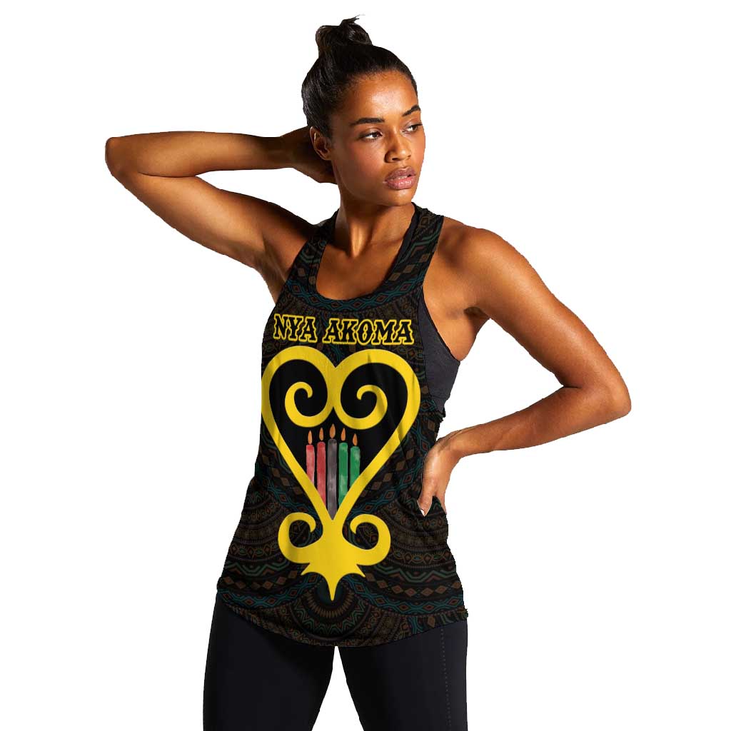 Personalized  African-American Black Love Day Women Racerback Tank Sankofa Heart - Nya Akoma