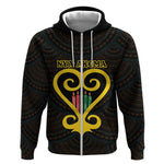 Personalized  African-American Black Love Day Zip Hoodie Sankofa Heart - Nya Akoma
