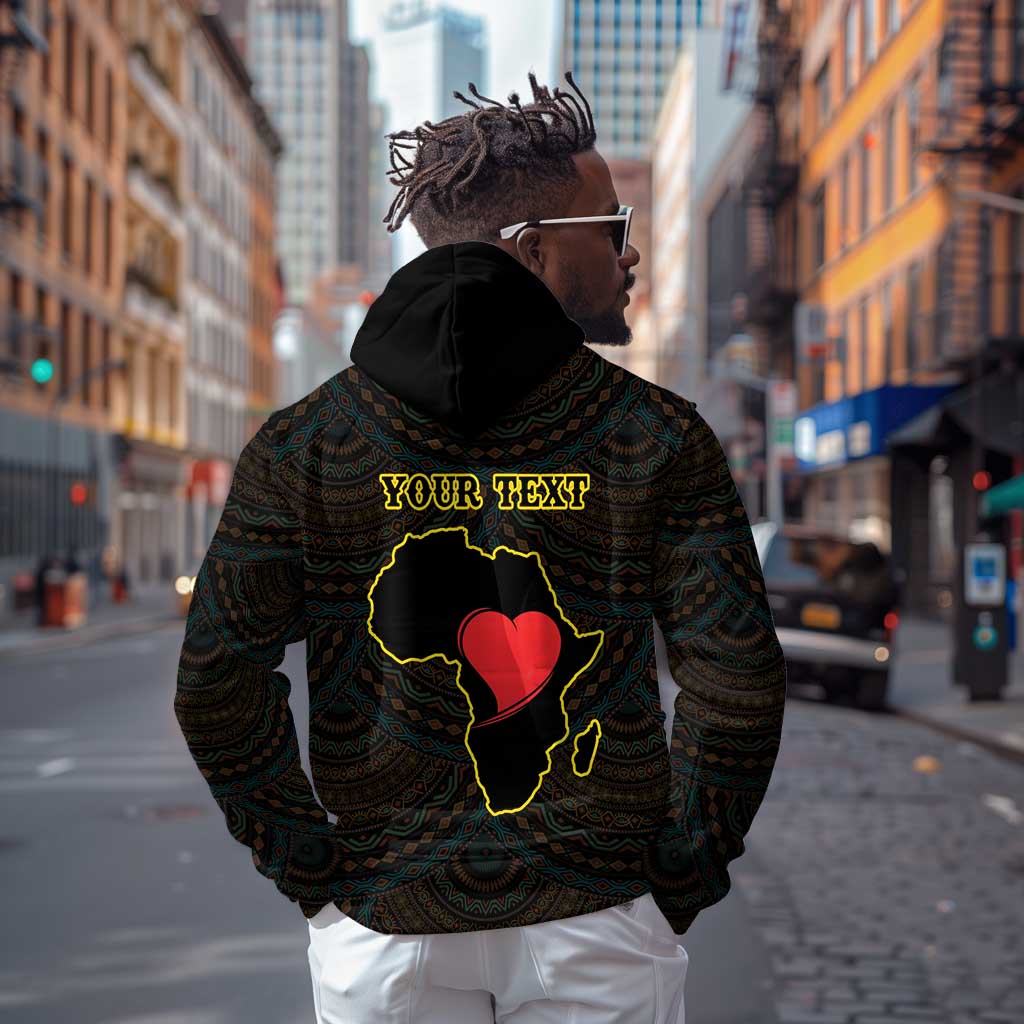 Personalized  African-American Black Love Day Zip Hoodie Sankofa Heart - Nya Akoma