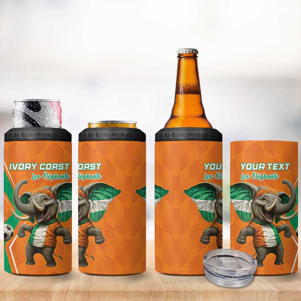 Custom Afro Ivory Coast Football 4 in 1 Can Cooler Tumbler Go Champions