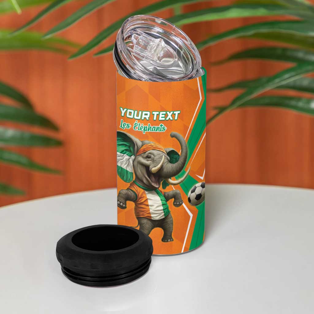Custom Afro Ivory Coast Football 4 in 1 Can Cooler Tumbler Go Champions