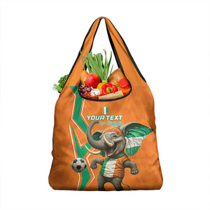 Custom Afro Ivory Coast Football Grocery Bag Go Champions