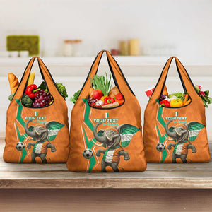 Custom Afro Ivory Coast Football Grocery Bag Go Champions