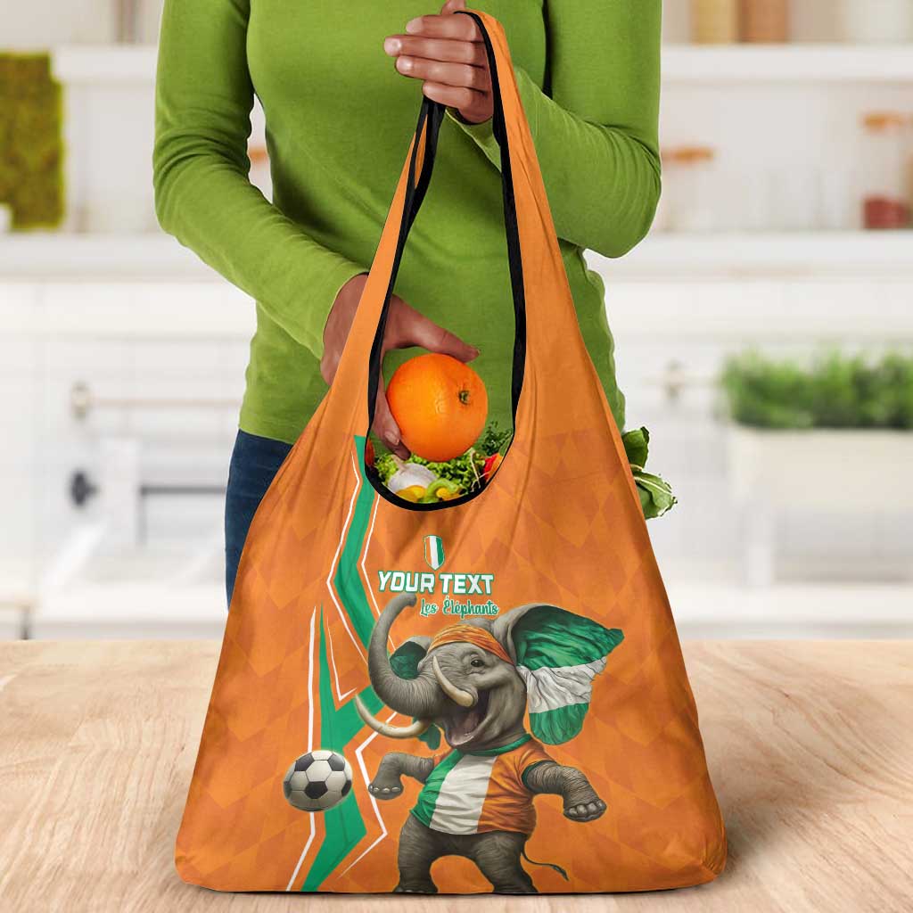 Custom Afro Ivory Coast Football Grocery Bag Go Champions