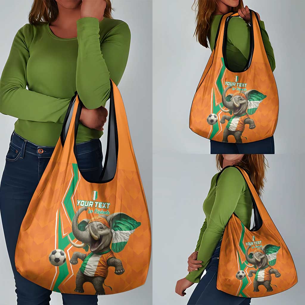 Custom Afro Ivory Coast Football Grocery Bag Go Champions