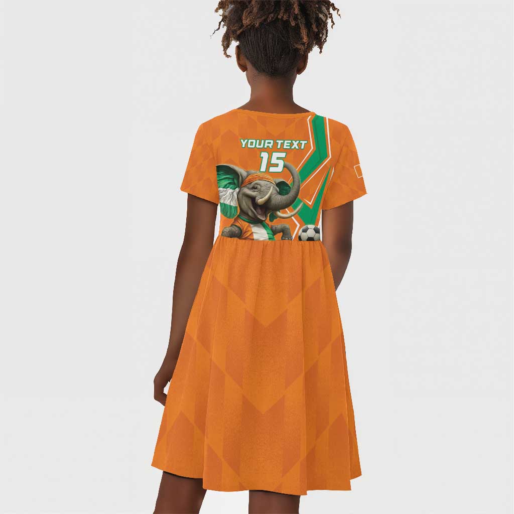 Custom Afro Ivory Coast Football Kid Short Sleeve Dress Go Champions