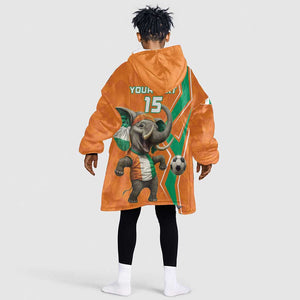 Custom Afro Ivory Coast Football Kid Wearable Blanket Hoodie Go Champions