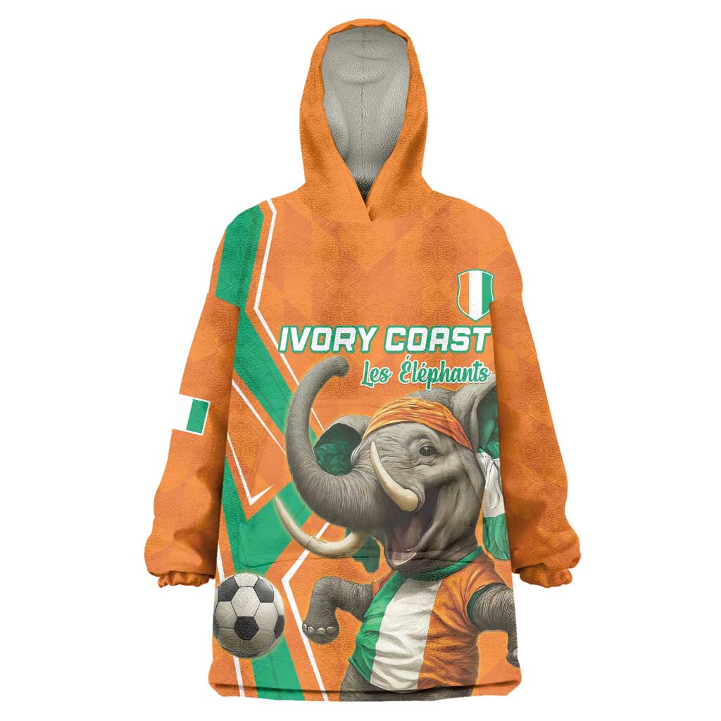 Custom Afro Ivory Coast Football Kid Wearable Blanket Hoodie Go Champions