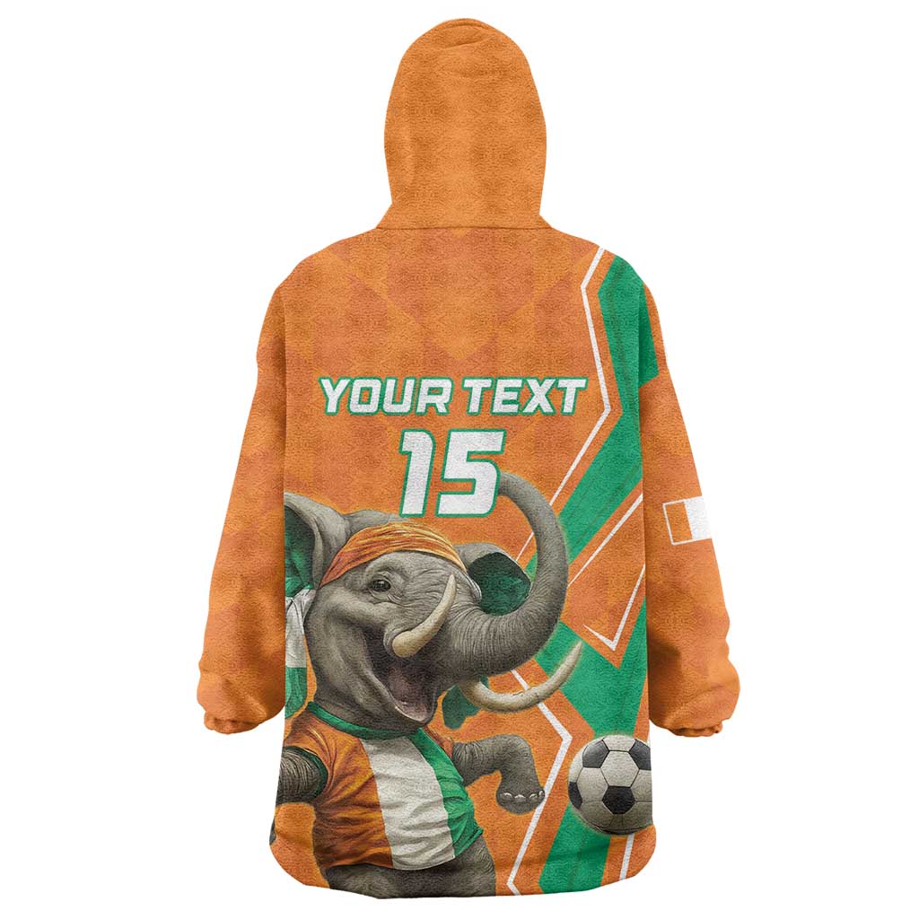 Custom Afro Ivory Coast Football Kid Wearable Blanket Hoodie Go Champions