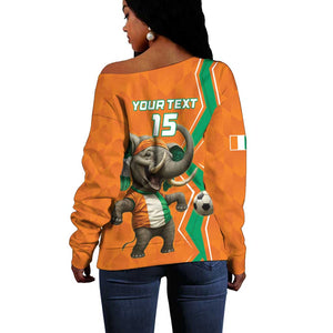 Custom Afro Ivory Coast Football Off Shoulder Sweater Go Champions
