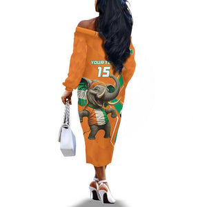 Custom Afro Ivory Coast Football Off The Shoulder Long Sleeve Dress Go Champions