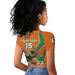 Custom Afro Ivory Coast Football Raglan Cropped T shirt Go Champions