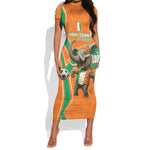 Custom Afro Ivory Coast Football Short Sleeve Bodycon Dress Go Champions LT15