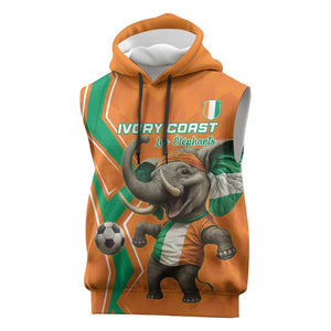 Custom Afro Ivory Coast Football Sleeveless Hoodie Go Champions - African Pride