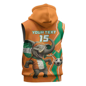 Custom Afro Ivory Coast Football Sleeveless Hoodie Go Champions - African Pride