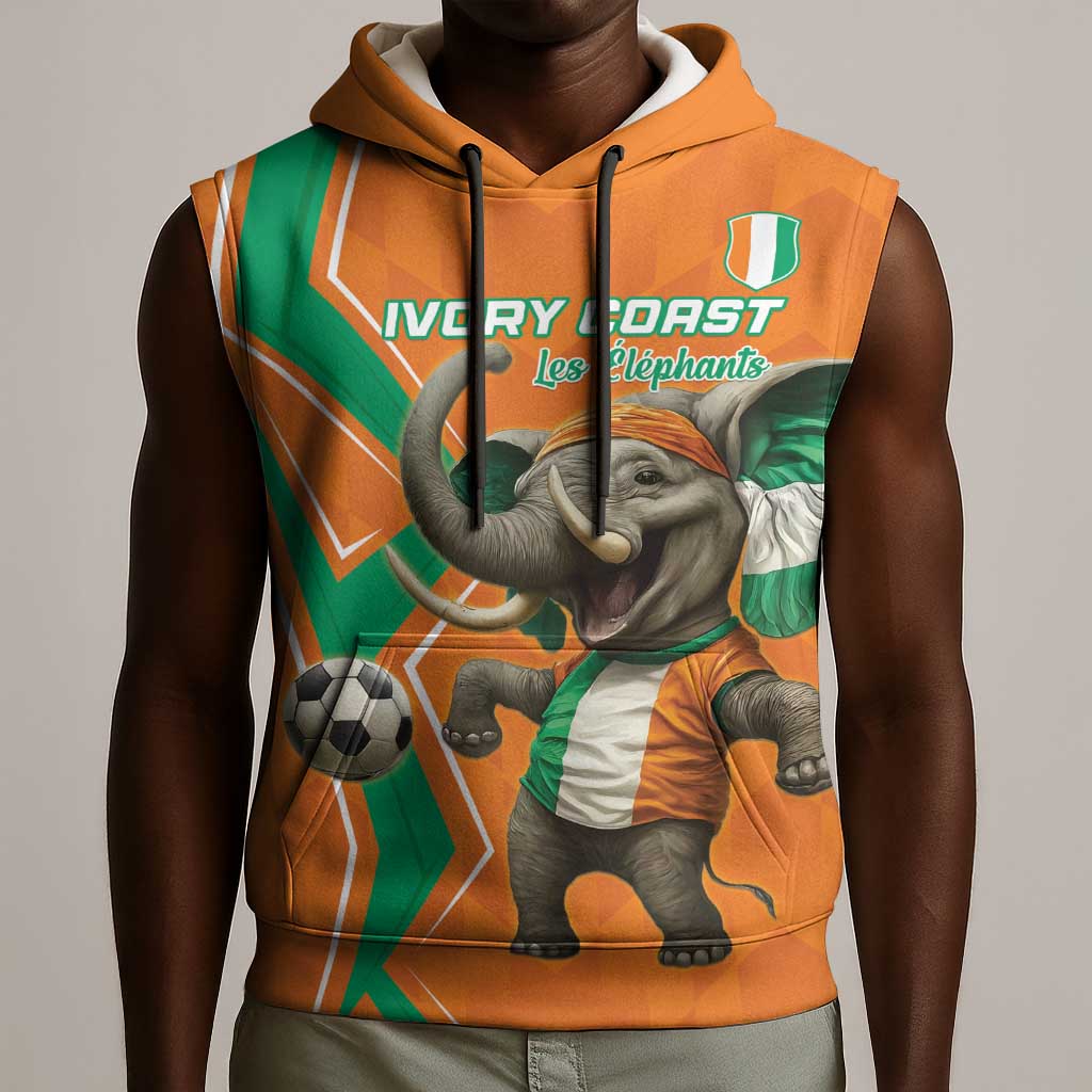 Custom Afro Ivory Coast Football Sleeveless Hoodie Go Champions - African Pride