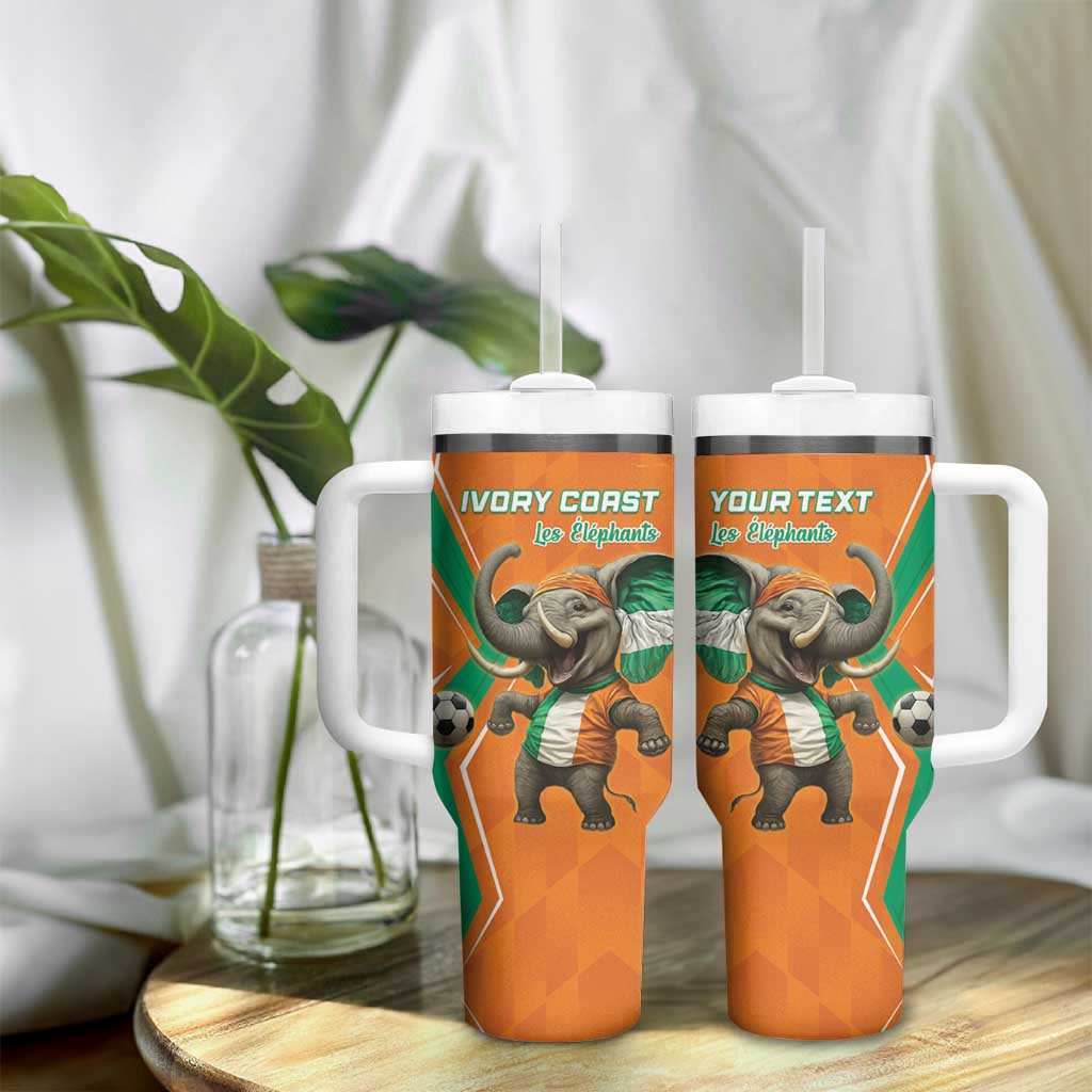 Custom Afro Ivory Coast Football Tumbler With Handle Go Champions