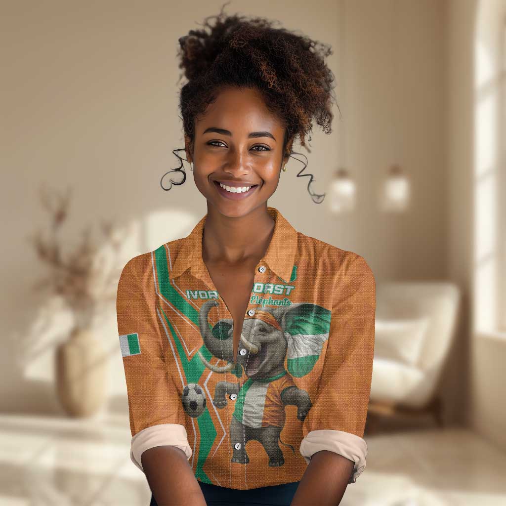 Custom Afro Ivory Coast Football Women Casual Shirt Go Champions LT15