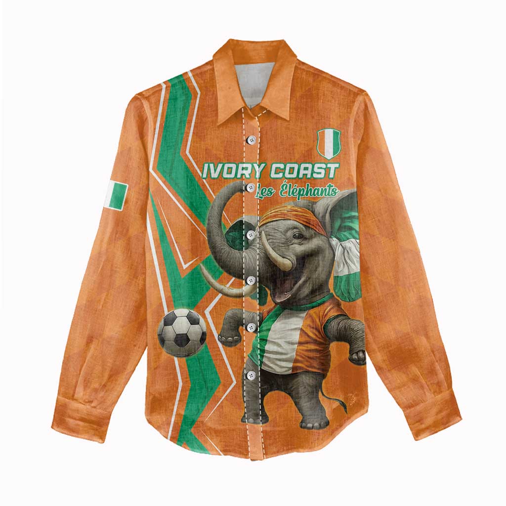 Custom Afro Ivory Coast Football Women Casual Shirt Go Champions LT15