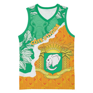 Personalized Afro Ivory Coast Basketball Jersey Coat Of Arms With Kente Pattern - African Pride