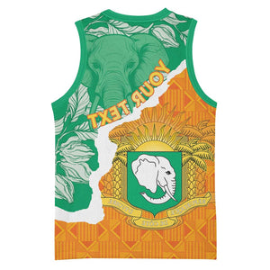 Personalized Afro Ivory Coast Basketball Jersey Coat Of Arms With Kente Pattern - African Pride