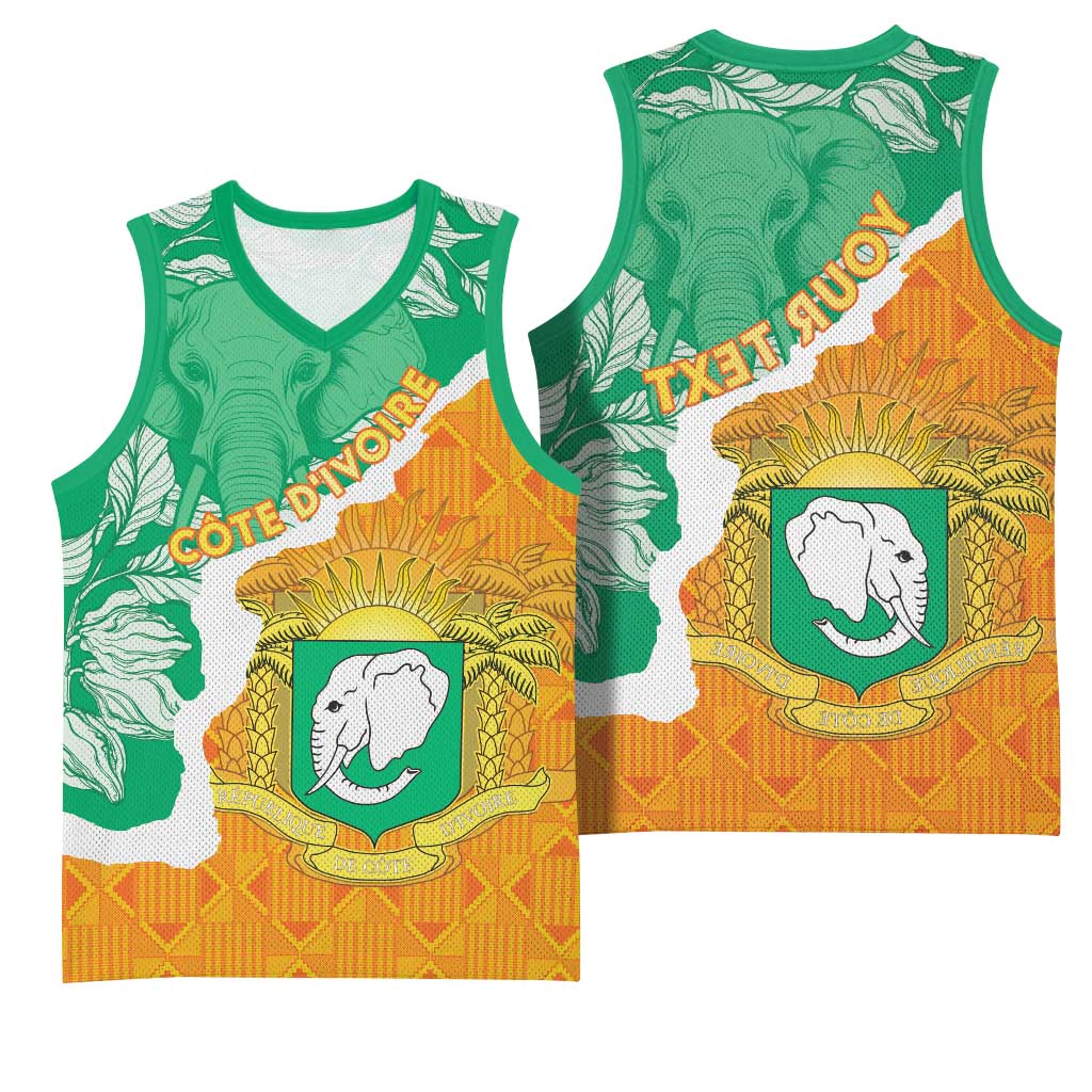 Personalized Afro Ivory Coast Basketball Jersey Coat Of Arms With Kente Pattern - African Pride