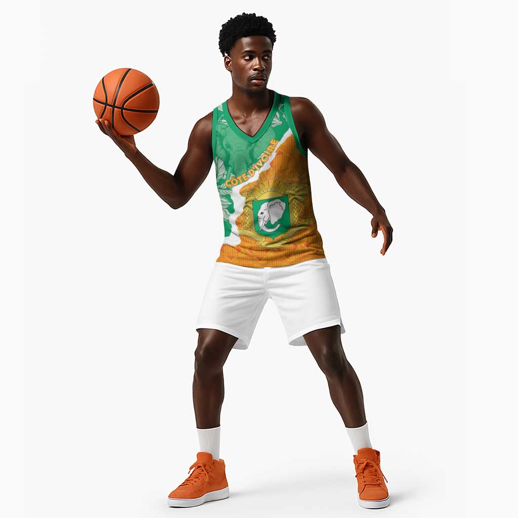 Personalized Afro Ivory Coast Basketball Jersey Coat Of Arms With Kente Pattern - African Pride