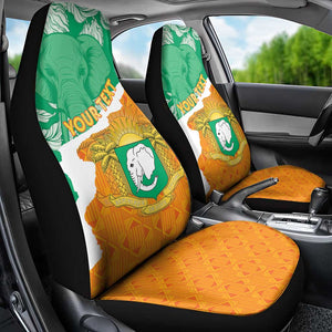 Personalized Afro Ivory Coast Car Seat Cover Coat Of Arms With Kente Pattern