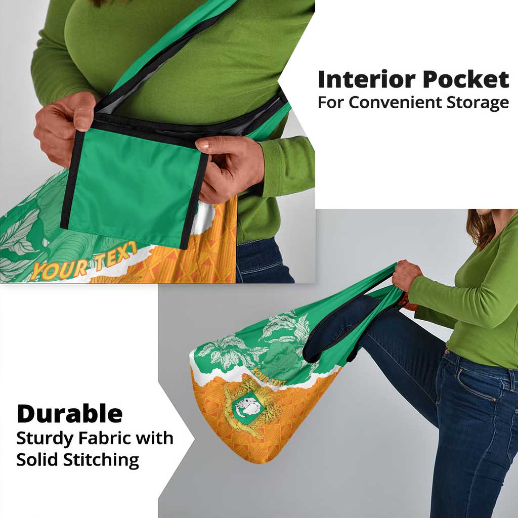 Personalized Afro Ivory Coast Grocery Bag Coat Of Arms With Kente Pattern