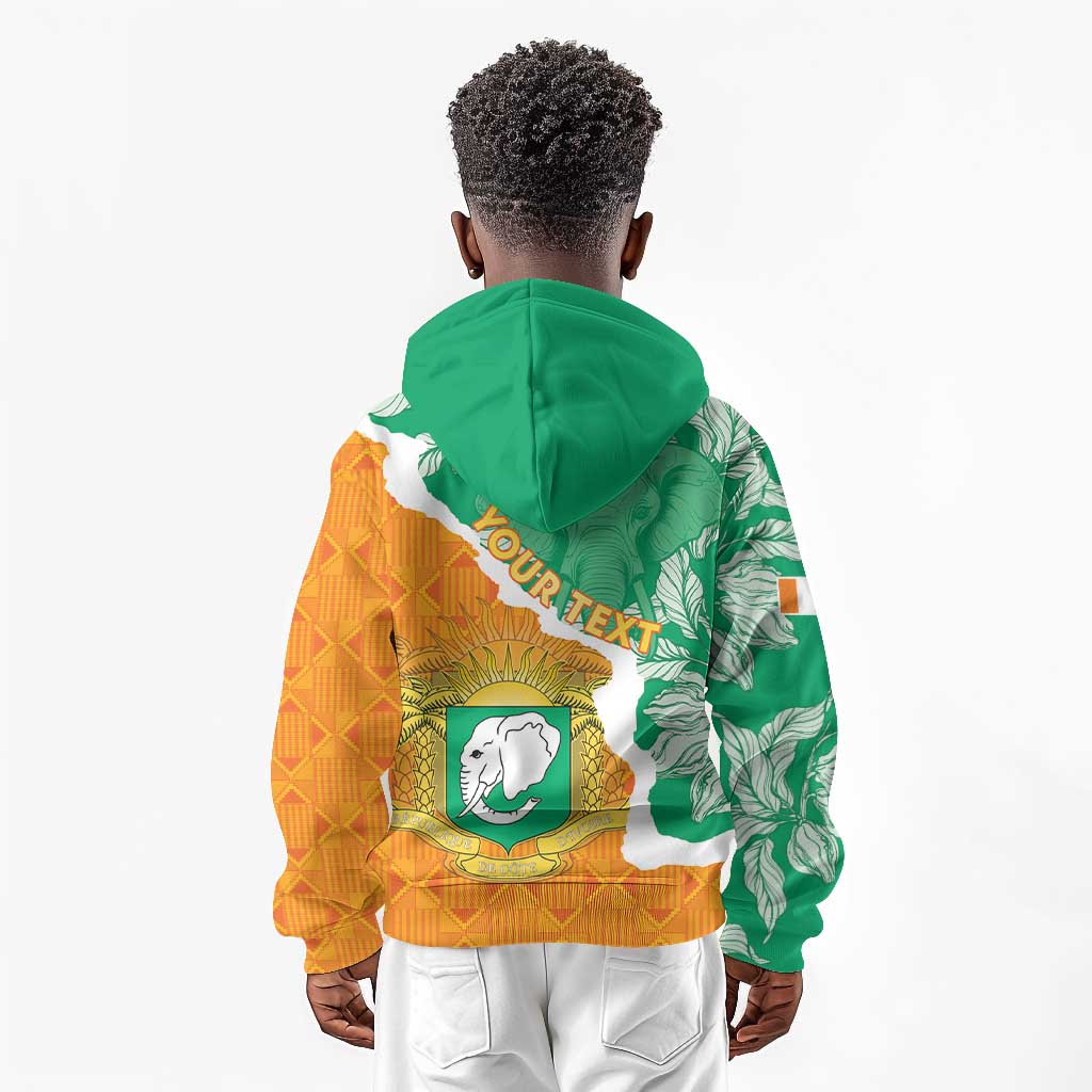 Personalized Afro Ivory Coast Kid Hoodie Coat Of Arms With Kente Pattern
