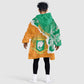 Personalized Afro Ivory Coast Kid Wearable Blanket Hoodie Coat Of Arms With Kente Pattern