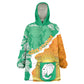 Personalized Afro Ivory Coast Kid Wearable Blanket Hoodie Coat Of Arms With Kente Pattern