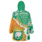 Personalized Afro Ivory Coast Kid Wearable Blanket Hoodie Coat Of Arms With Kente Pattern