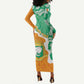 Personalized Afro Ivory Coast Long Sleeve Bodycon Dress Coat Of Arms With Kente Pattern LT15
