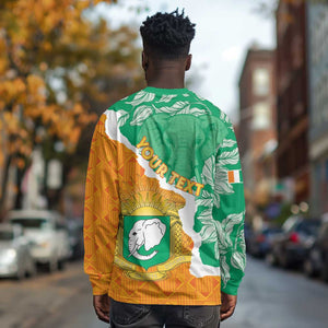 Personalized Afro Ivory Coast Long Sleeve Shirt Coat Of Arms With Kente Pattern