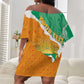Personalized Afro Ivory Coast Off Shoulder Short Dress Coat Of Arms With Kente Pattern