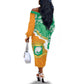 Personalized Afro Ivory Coast Off The Shoulder Long Sleeve Dress Coat Of Arms With Kente Pattern