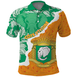 Personalized Afro Ivory Coast Polo Shirt Coat Of Arms With Kente Pattern