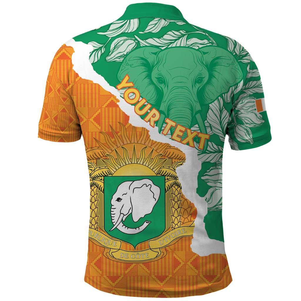 Personalized Afro Ivory Coast Polo Shirt Coat Of Arms With Kente Pattern