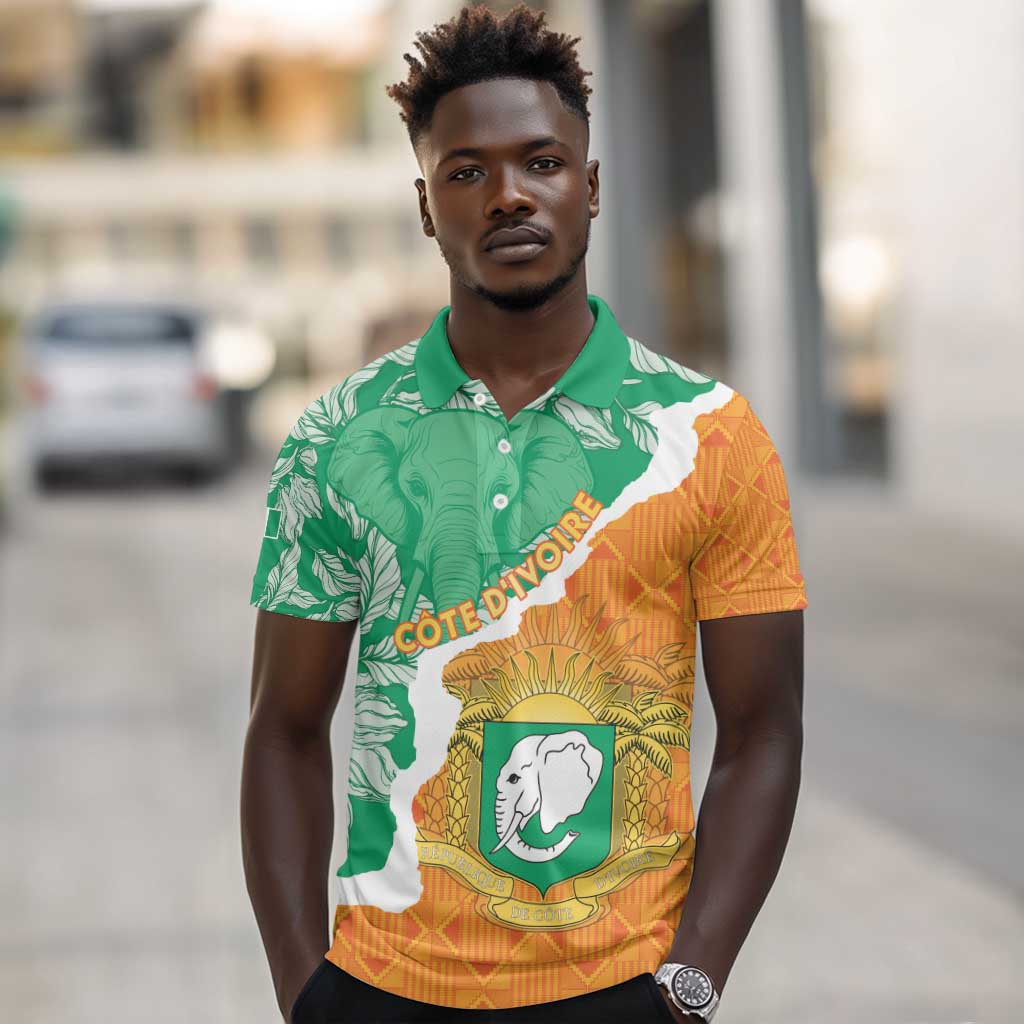 Personalized Afro Ivory Coast Polo Shirt Coat Of Arms With Kente Pattern