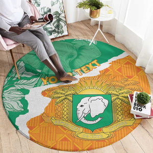Personalized Afro Ivory Coast Round Carpet Coat Of Arms With Kente Pattern