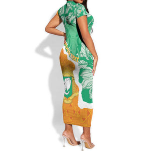 Personalized Afro Ivory Coast Short Sleeve Bodycon Dress Coat Of Arms With Kente Pattern LT15