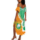 Personalized Afro Ivory Coast Summer Maxi Dress Coat Of Arms With Kente Pattern