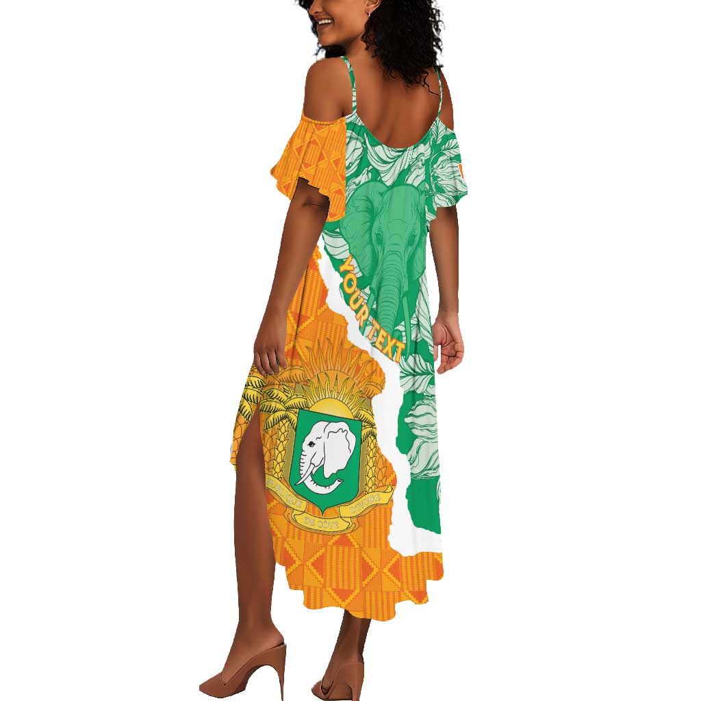 Personalized Afro Ivory Coast Summer Maxi Dress Coat Of Arms With Kente Pattern